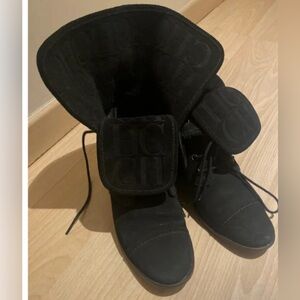 Vintage- Carolina Herrera- Suede Leather Lace Up Boots- 37